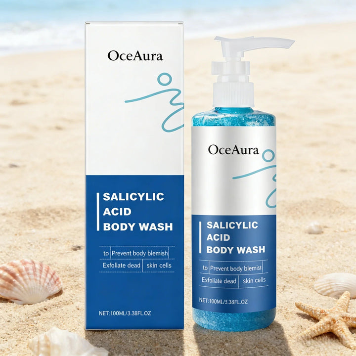 OceAura Salicylic Acid Shower Gel Professional Skin Cleaning Oil Control Smooth Body Blemish Remover Exfoliating Body Wash 100ml Halalzen