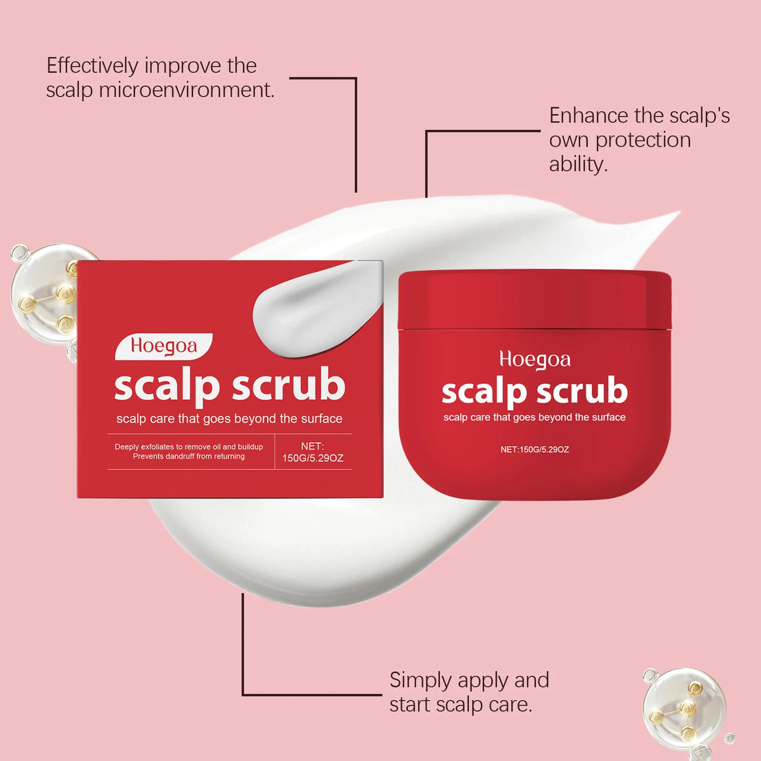 Hoegoa 150g Scalp Scrub Shampoo Oil Control Cleaning Scalp Treatment Dandruff Remove Dryness Hair Smoothing Nourishing Hiar Care