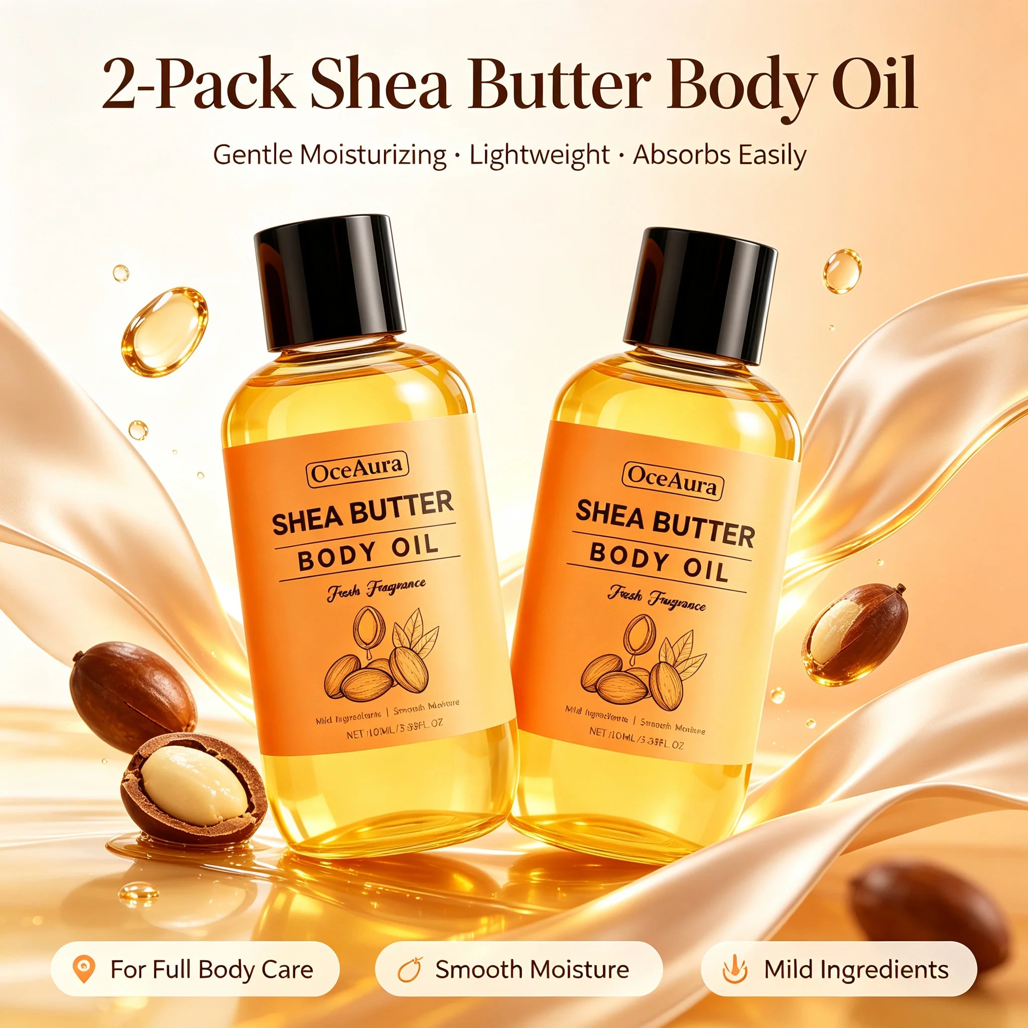 2pcs/4pcs   Natural Shea Butter Body Oil Moisturizing Nourishing Skin Care Oil for Dry Skin