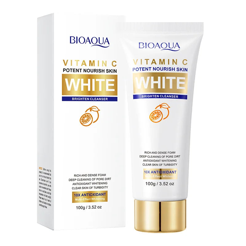 BIOAQUA Vitamin C Whitening Facial Cleanser Moisturizing Deep Cleansing Anti-aging Anti Wrinkle Face Wash Foam Cleaner Skin Care Halalzen