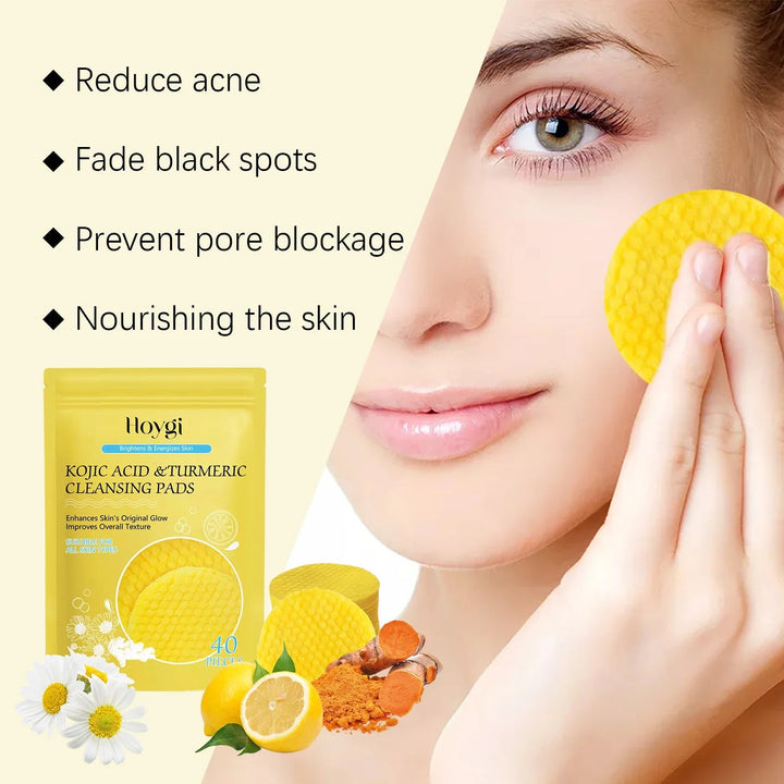 Turmeric Kojic Acid Cleansing Pads Exfoliating Pads Facial Sponges For Cleansing Exfoliating Daily Cleansing Skin Care Tools Halalzen