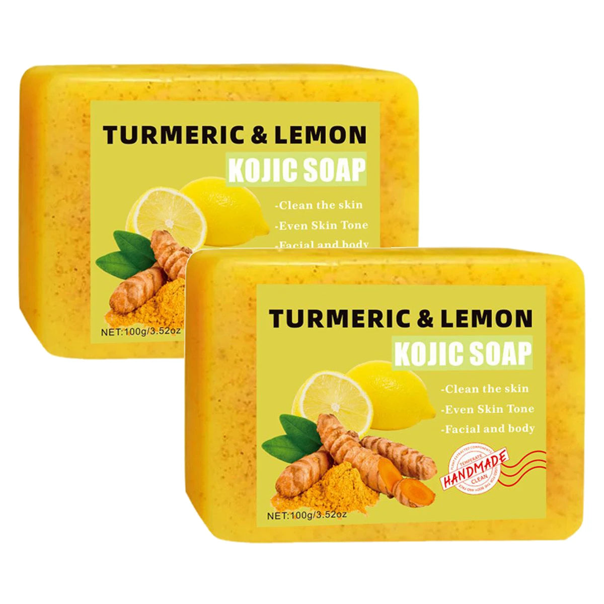 Turmeric Kojic Acid Lemon Soap Bar, Soap Bar Brighten Even Skin Vitamin E, Gentle Lemon Soap For Face,Body Wash Halalzen