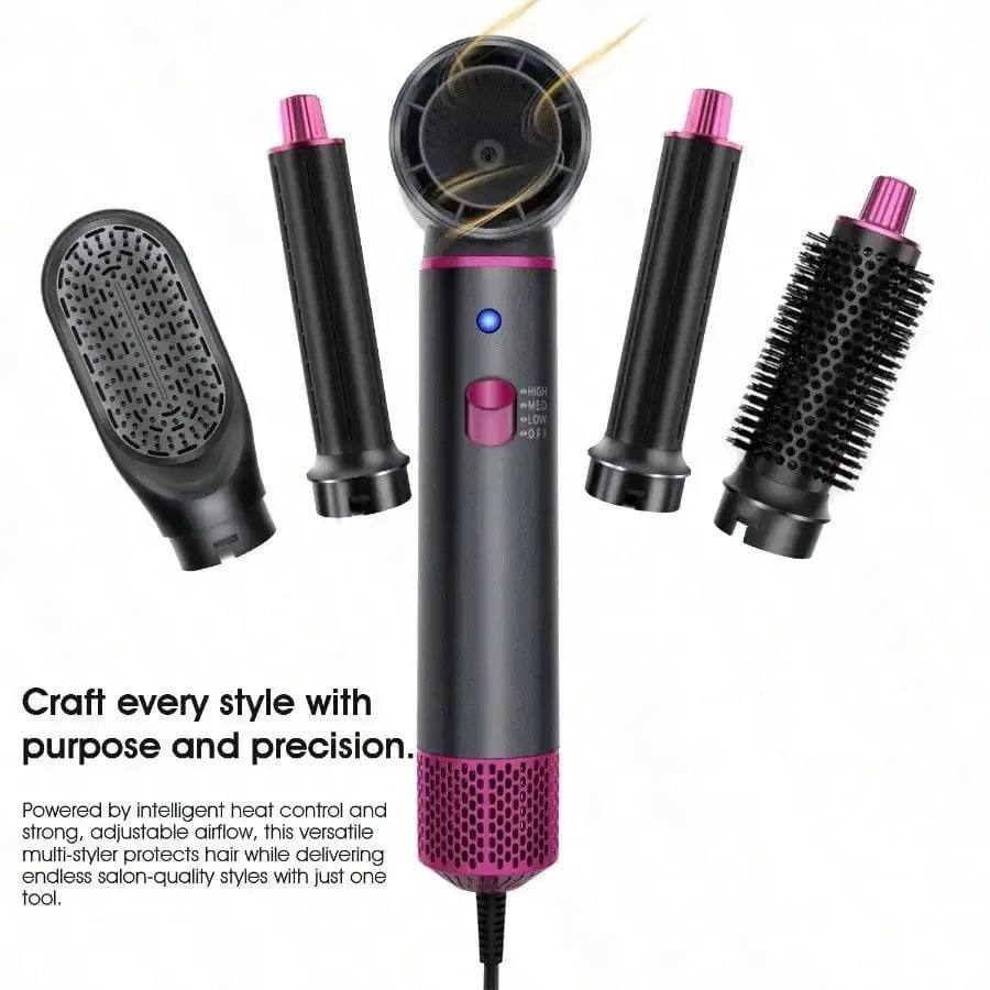 1 Set 5 In 1 Multifunctional Hair Dryer Styling Hot Air Brush Set For Women Girls Home Salon Travel Daily Use Birthday Mother's Day Christmas Holiday Gift Hair Drying Curling Straightening Volumizing Tool Hair Dryer Styling H