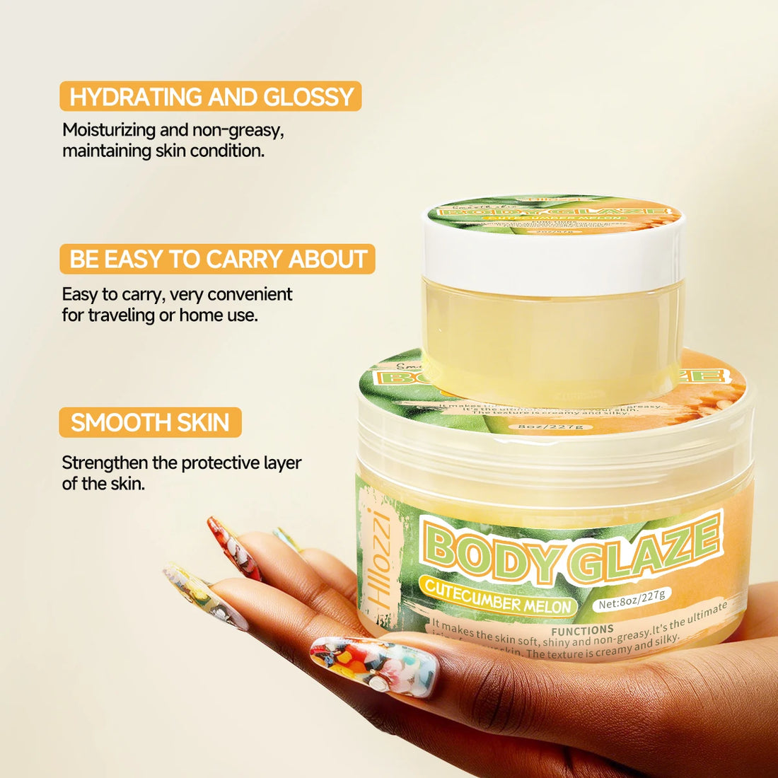 8oz 2oz Body Glaze Melon Moisturizes, Protects, and Repairs the Skin brighten and smooth the look of uneven complexion