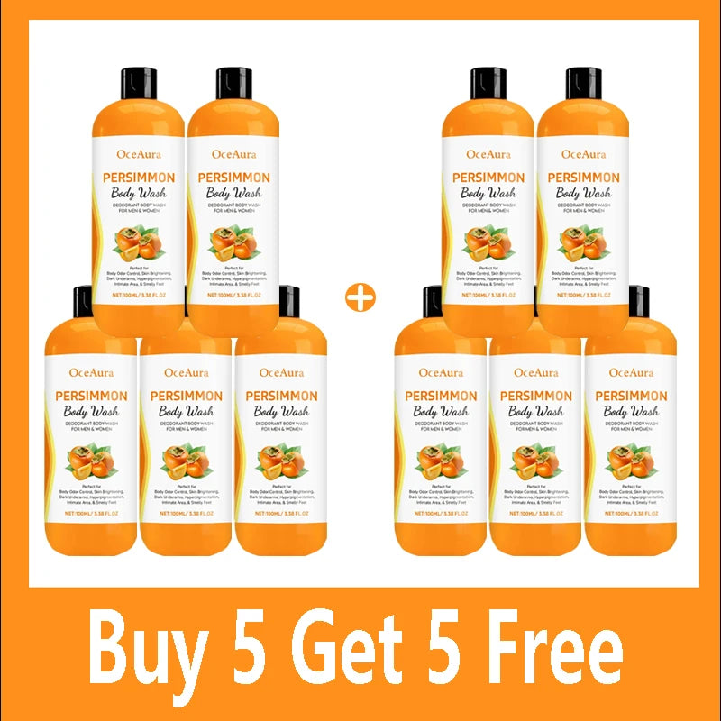 Persimmon Body Wash Gel Gentle Cleansing Moisturizing Skin Exfoliating Shower Gel Smooth Soft Body Odor Remover Bath Products
