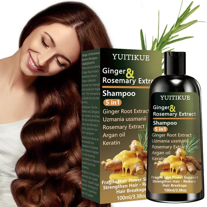 YUITIKUE Ginger & Rosemary Extract Shampoo 5-in-1: Intensive Nourish, Strengthen Hair, Reduce Breakage