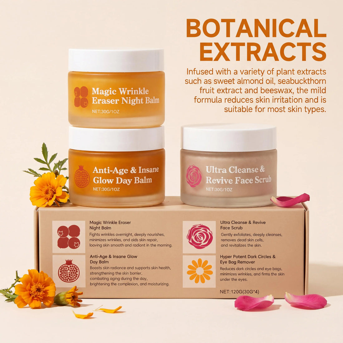 Day Night Skincare Set Moisturizing Repair Skin Barrier Brightening Facial Skins Multi Functional Skincare Eye Face Care Combov