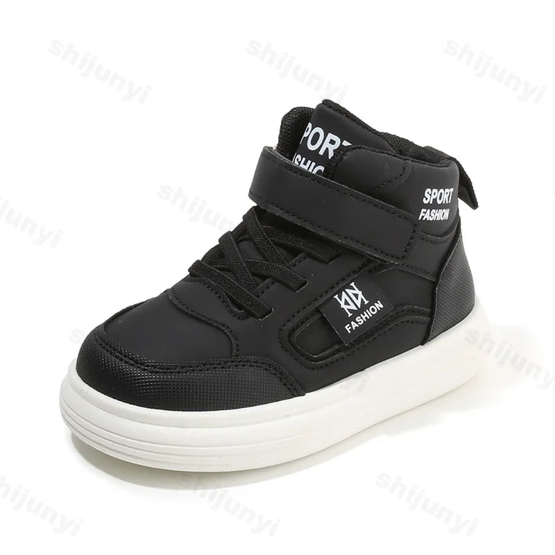 Autumn Children's High Top Casual Sports Shoes 2025 New Boys Board Shoes Soft Sole Baby Toddler Comfortable Outdoor Sneakers