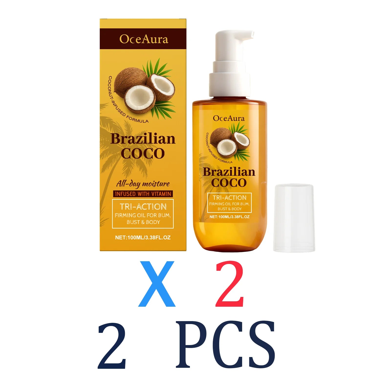 Coconut Body Oil Firming & Moisturizing Skin Care for Body Butt Chest Vitamin Enriched Dry Skin Remedy Nourishing Fast Absorbing