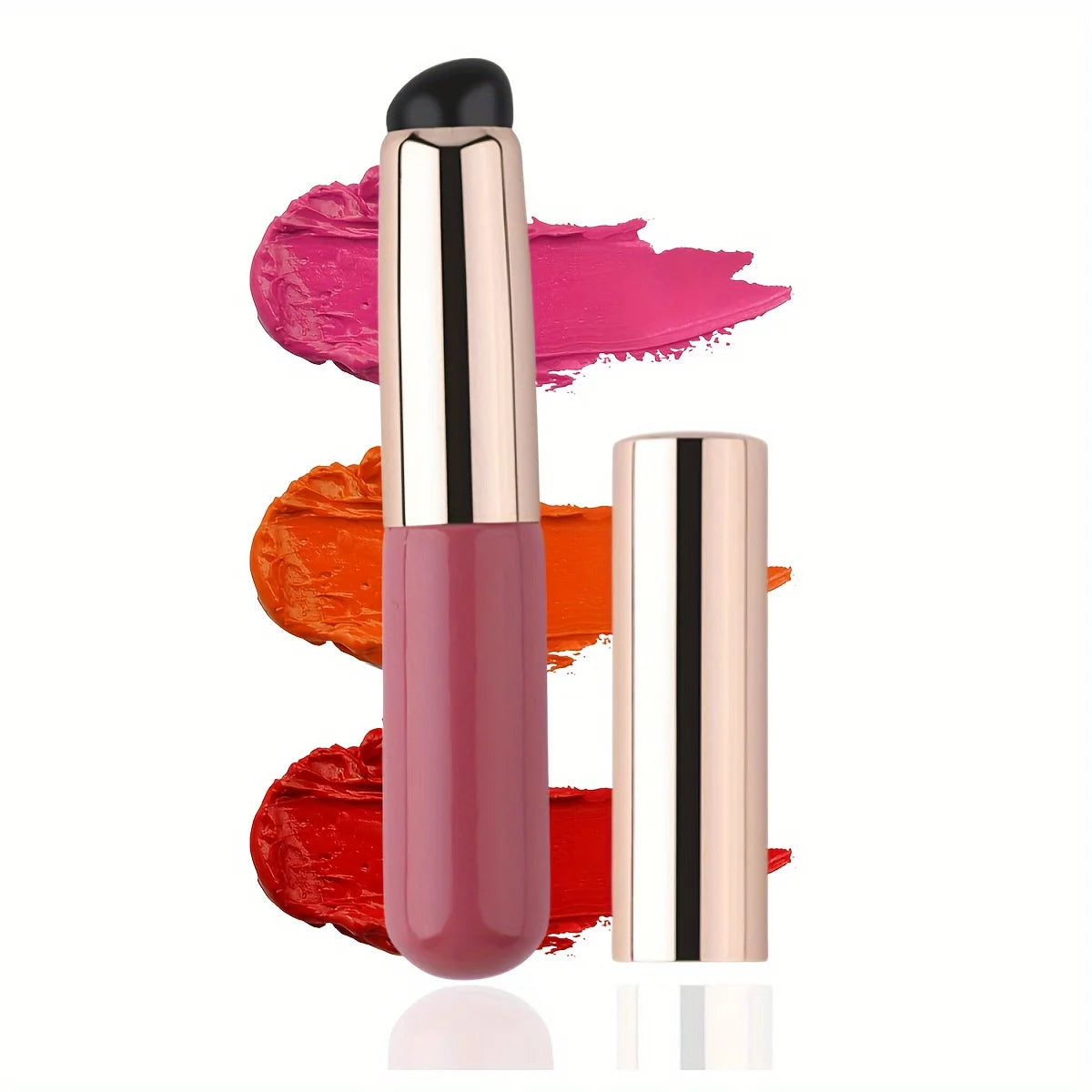 Portable Silicone Lip Brush with Cover - Mini Makeup Applicator, Easy to Apply, Suitable for Lip Balm, Lipstick Auxiliary Tool Halalzen