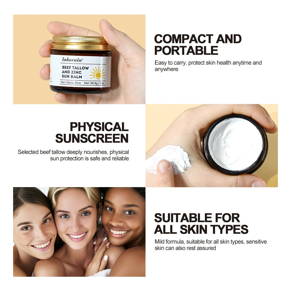 Sunscreen Makeup Beef Tallow and Zinc Sun Balm Sun Protection Moisturizing and Antioxidant Care for Your Skin Halalzen