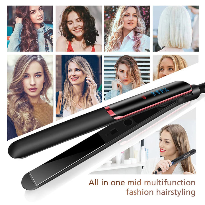 Professional Hair Straightener Curler Electric Splint Flat Iron Negative Ion Straight Curling Iron Plates Corrugation Hair Care Halalzen