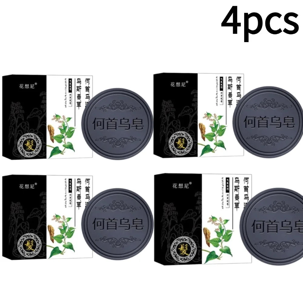 1-5pcs Hair Darkening Shampoo Soap Bar Polygonum Multiflorum Shampoo Soap White Hair Color To Black Hair Nourishing Shampoo Soap