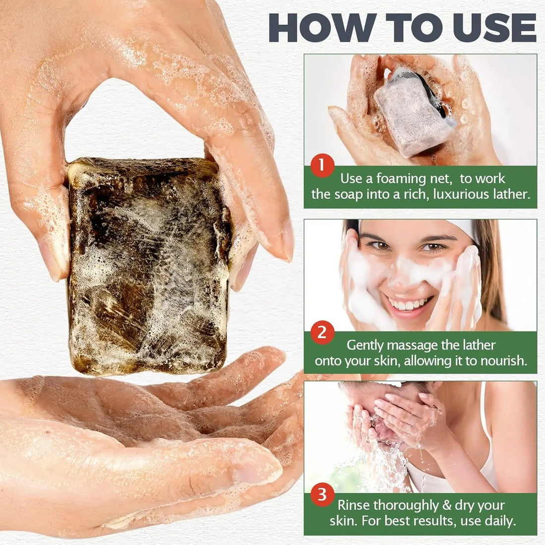 Raw African Black Soap for Oily Skin, Dark Spots  Pure & Natural Ingredients - Organic  Face and Body Wash Soap Halalzen