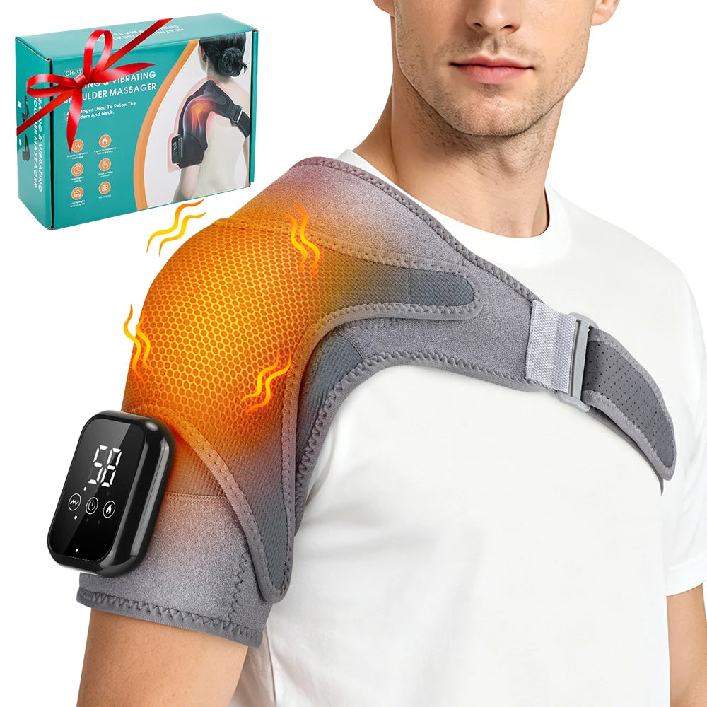 Cordless Electric Heated Shoulder Brace Hot Compress Protect  Vibration Massage Thermal Shoulder Pad Massager Muscle Joint Relax