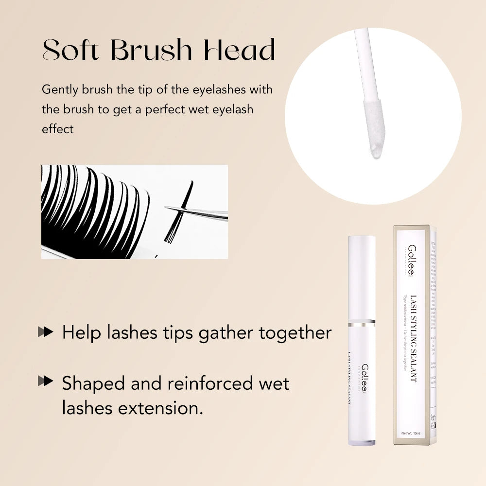 Gollee Comic Lash Styling Sealant 10ml Soft Brush Spike Eyelashes Styling Gel Non-White Residue for Salon Household Makeup Tools