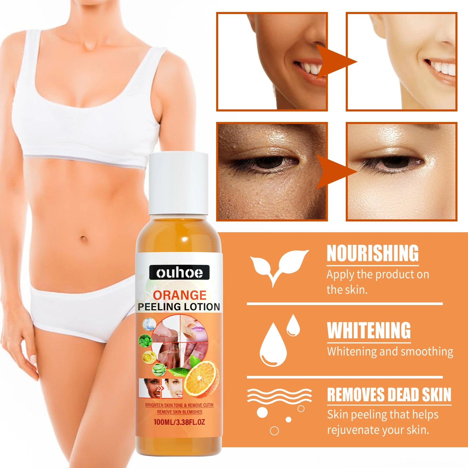 Yellow Peeling Oil Bleaching Face Body Dark Skin Brighten Whiten Lotion Hand Foot Dead Skin Peel Exfoliate Nourish New Skin Tone