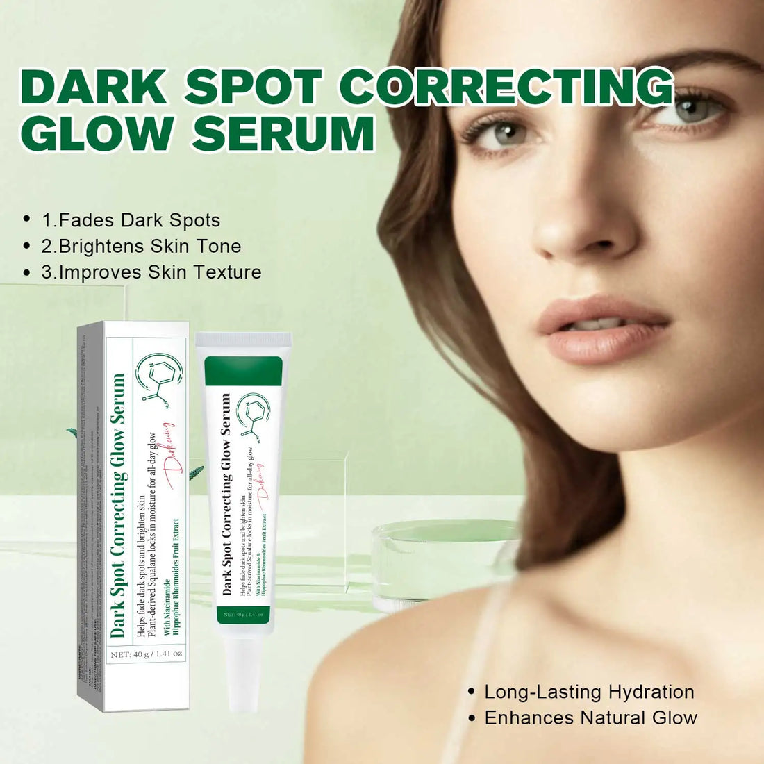 Dark Spot Correcting Glow Serum Brighten Skin Tone 5% Niacinamide Dark Spot Remover Skin Care Serum for Face 40g