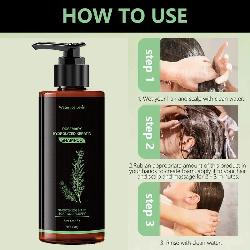 Rosemary Keratin Shampoo - Fresh and Non-Greasy, Rich in Rosemary Extracts and Amino Acids, Healthy Hair, Enlarged Volume, Care for Every Hair Halalzen
