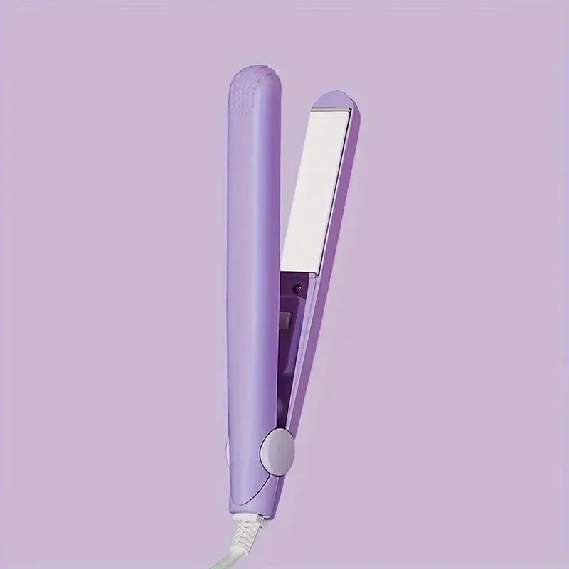 Europlug Mini Quick-Heating Hair Straightener—Multi-color plywood，Dual-use for straight and curly hair，Can be styled as bangs Halalzen