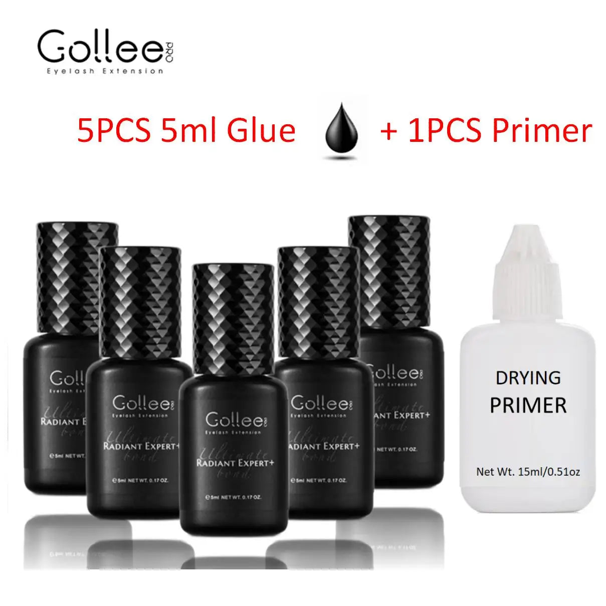 5Pcs Gollee 5ml Eyelashes Adhesive Glue Lash Bonder 15ml Low Odor False Eyelash Glue Waterproof Eye Lash Cosmetic Tools Makeup