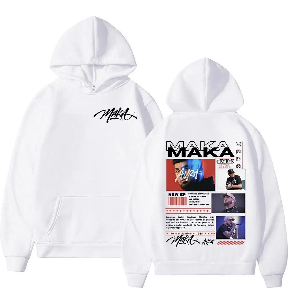 Rapper Maka Aura 2025 Tour Merch Hoodies Men's Women Fashion Hip Hop Hooded Sweatshirts Fans Gift Oversized Pullovers Streetwear