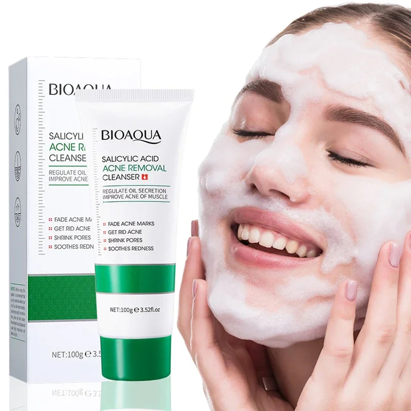 BIOAQUA Salicylic Acid Facial Cleanser Acne Treatment Moisturizing Oil Control skincare Face Wash Foam Face Cleanser Skin Care Halalzen