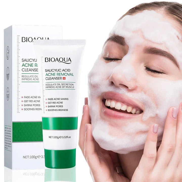 BIOAQUA Salicylic Acid Facial Cleanser Acne Treatment Moisturizing Oil Control skincare Face Wash Foam Face Cleanser Skin Care Halalzen