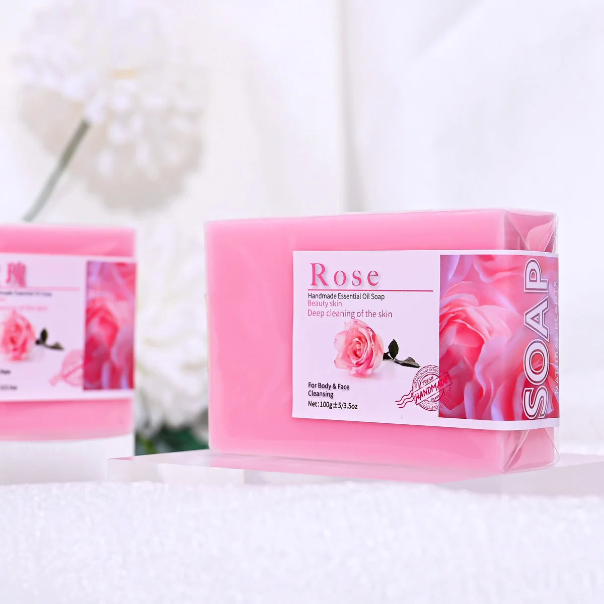 100g Hot Selling Products Rose Oil Handmade Glycerin Soap Bar Body Face Soap Deep Cleans Whitening Soap with Lavender Halalzen
