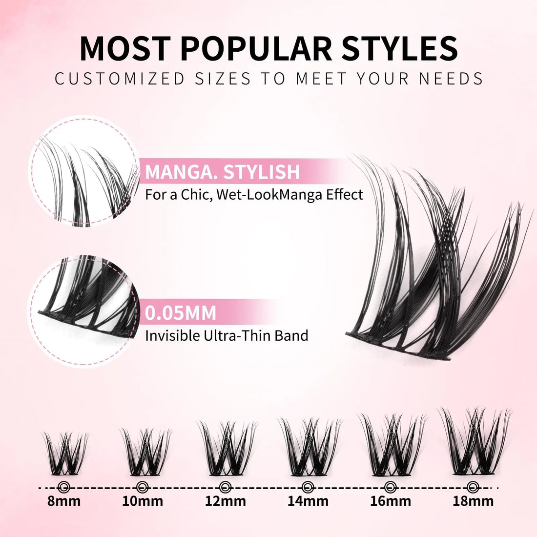uCoolMe Lashes Flora Wispy and Spiky Clusters Kit with Bond and Seal Remover Long-lasting Waterproof Home DIY Eyelash Extension