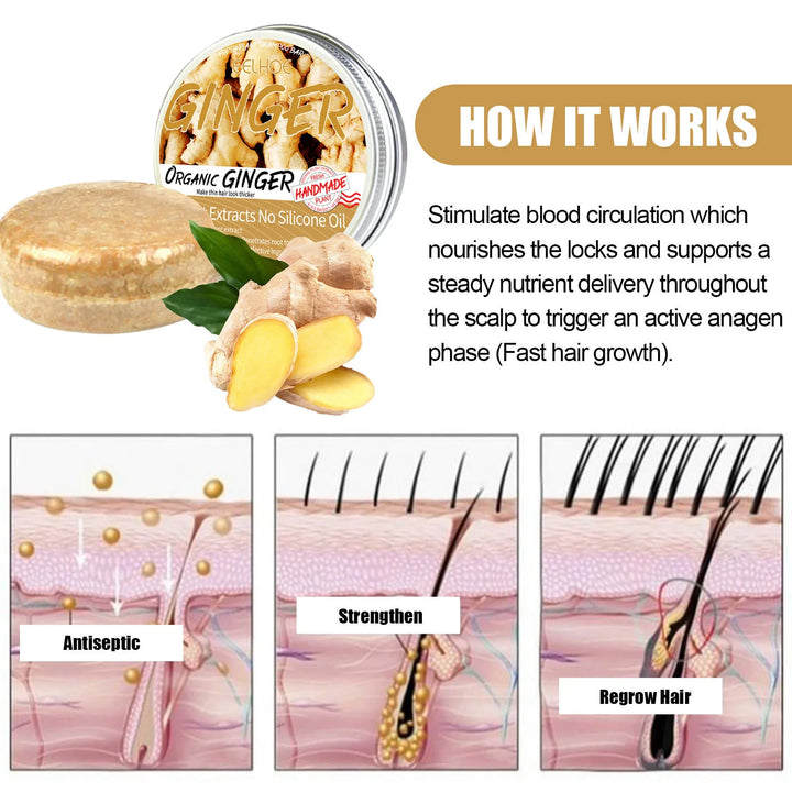 EELHOE Ginger Soap Shampoo to Darken Hair Strengthener Natural Polygonum Anti Hair Loss Treatment Hair Regrowth Shampoo Bar Soap