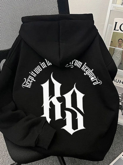 2025 Autumn Goth Fashion Letter Printed Hoodies For Man Hip Hop Cotton Fleece Hooded Sweatshirts Y2K Streetwear Pullover Hoody