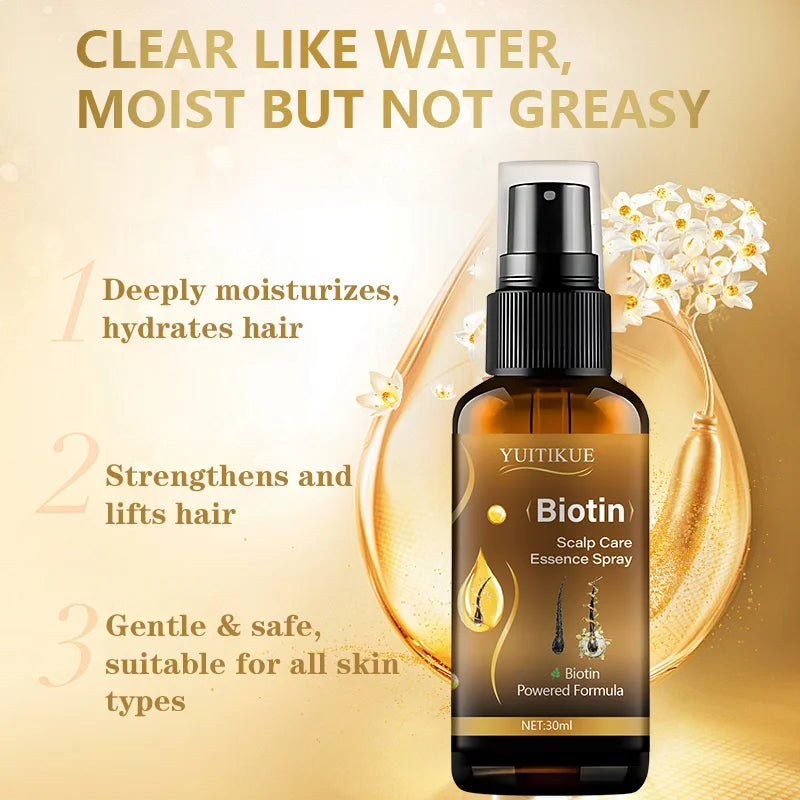 YUITIKUE 30ml Biotin Hair Spray - Biotin Powered Formula for Hydrating And Strengthening Hair Non-Greasy Scalp Care