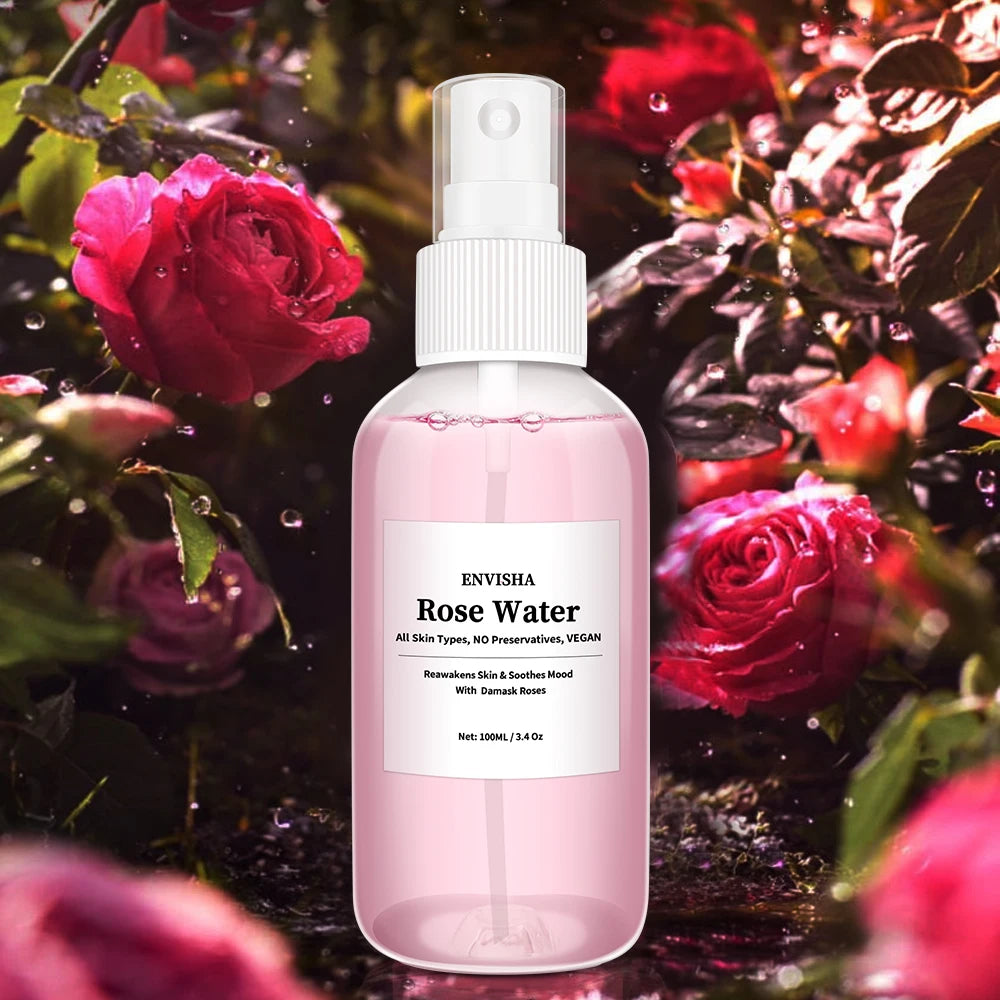 ENVISHA Rose Water For Face Facial Toner Organic Rose Petals Essence Moisturizing Serum Refresh Elastic Shrink Pores Skin Care Halalzen