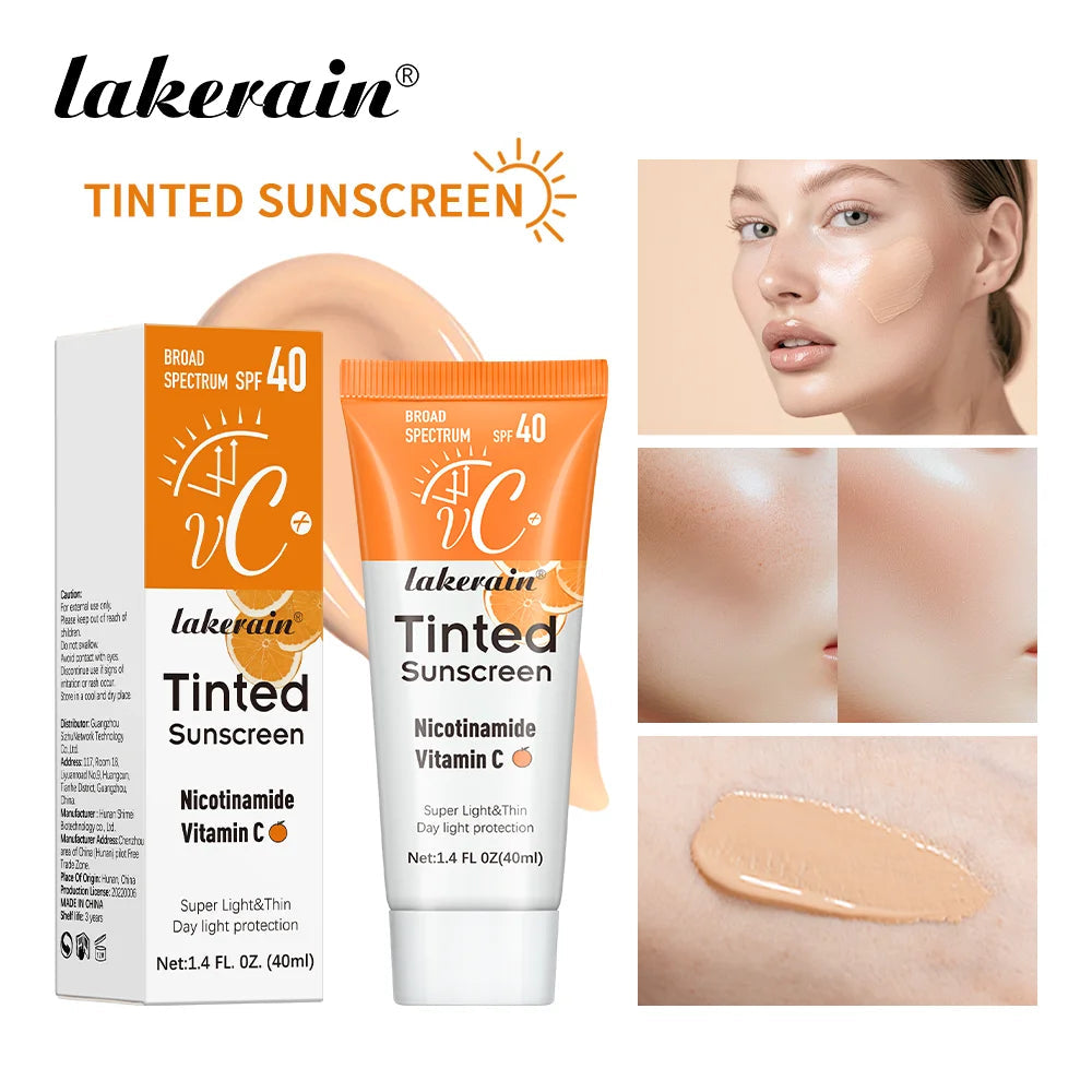 SPF40 Tinted Moisturizing VC Sunscreen Skin Protection Refreshing Makeup Sunscreen Cream UV Anti-aging Resistance Sunscreen Halalzen