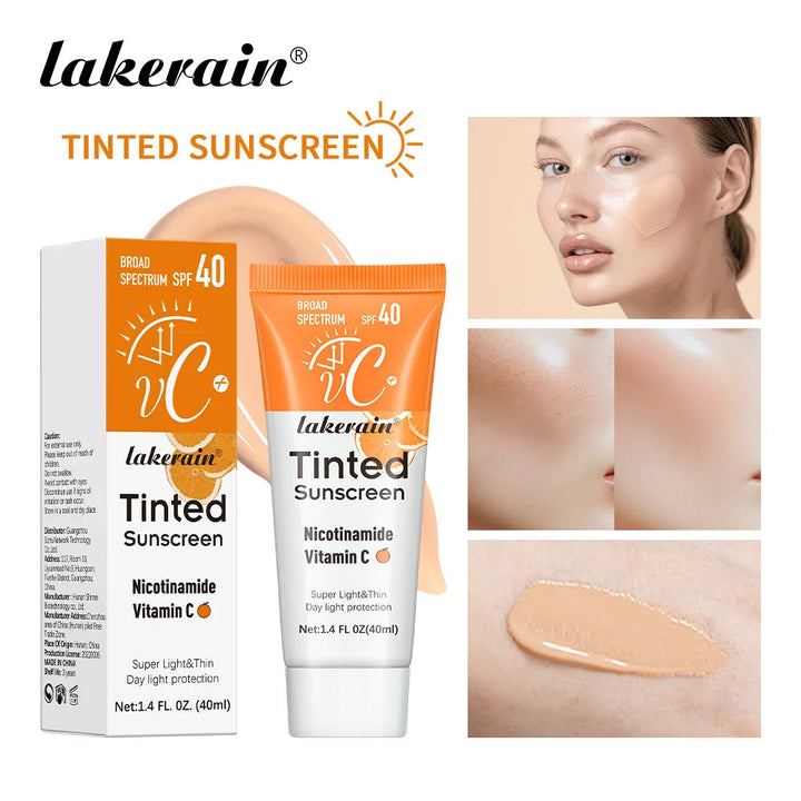 SPF40 Tinted Moisturizing VC Sunscreen Skin Protection Refreshing Makeup Sunscreen Cream UV Anti-aging Resistance Sunscreen Halalzen