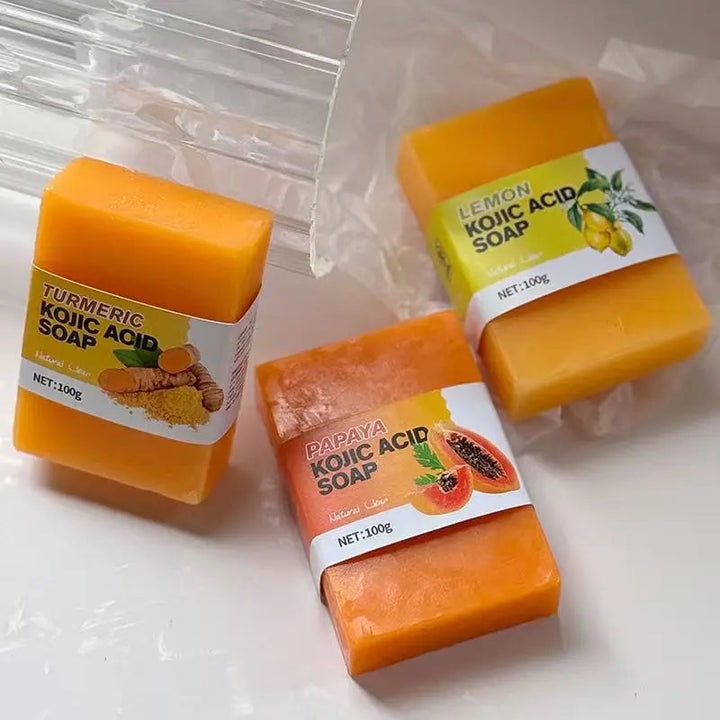 3pcs Ginger Soap Papaya Soap Lemon Soap, used for washing your face and bathing, suitable for all skin types, universal for men Halalzen