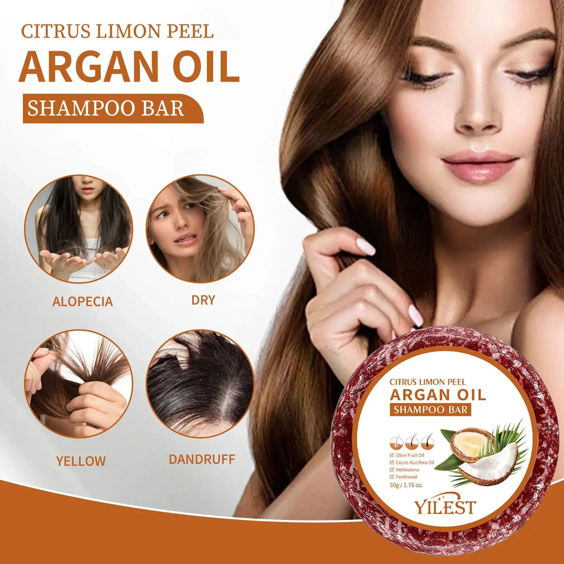 Argan Oil Shampoo Soap Bar Anti Hair Loss Repair Damaged Frizz Argan Oil Scalp Treatment Hair Care for Hair-Gentle Moisturizing Halalzen