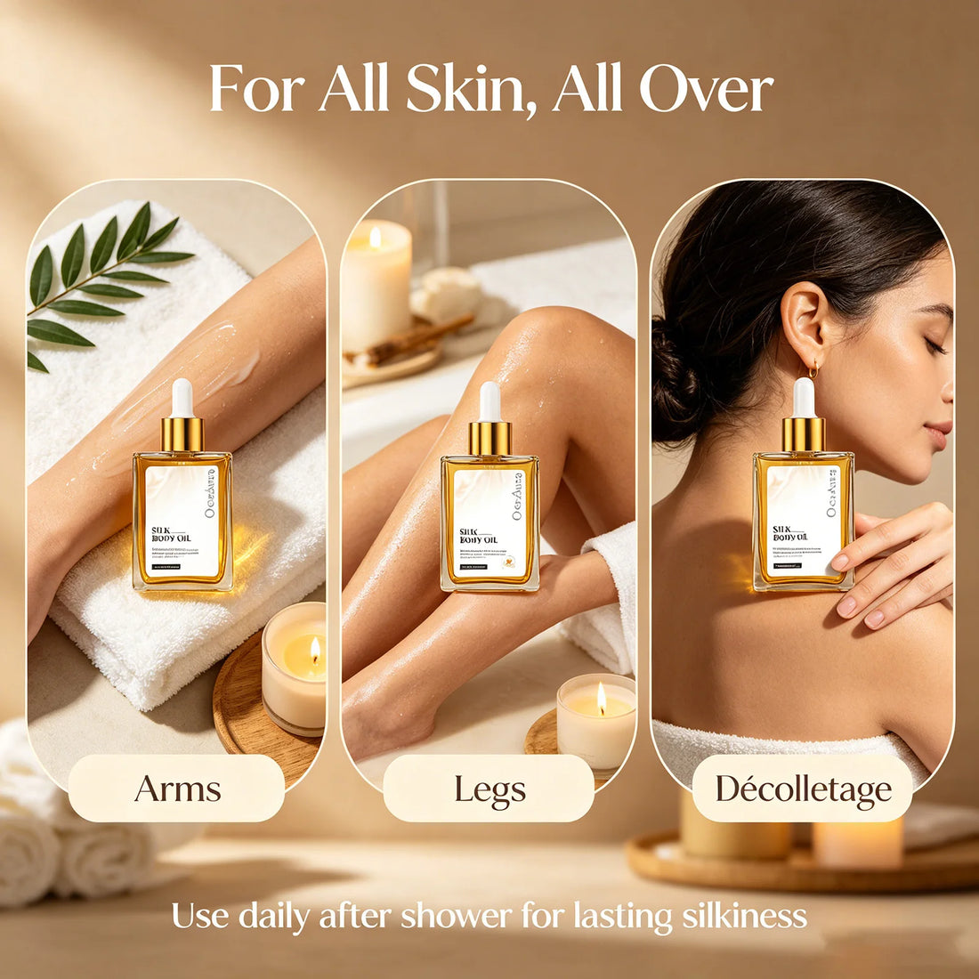 Silk Body Oil Moisturizing Skin Oil for Chest Thigh & Body Smooth Rejuvenation Massage Oil Body Care with Scent Luxuriou Dry Oil
