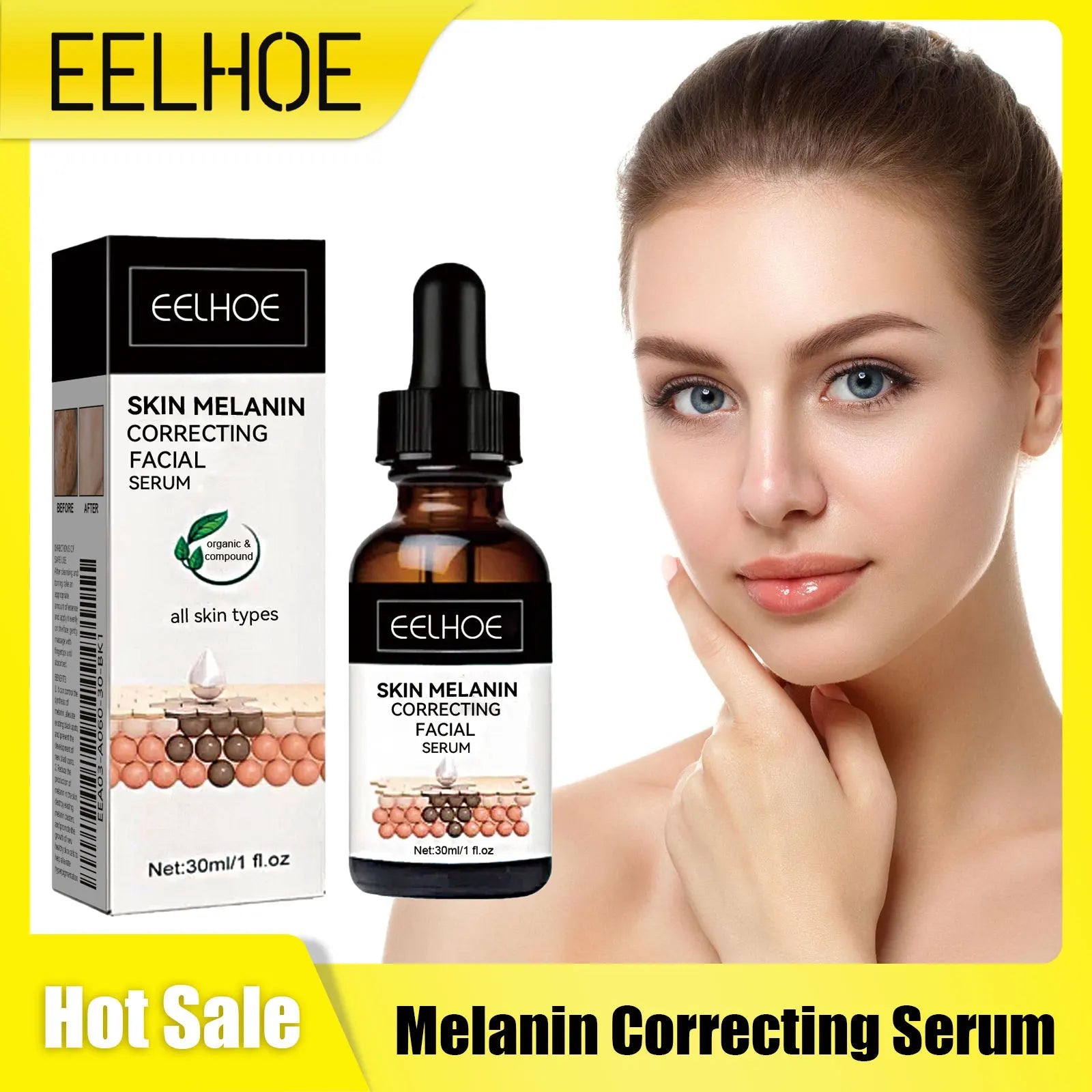 Skin Melanin Correcting Facial Serum Anti Freckles Melasma Dull Skin Nourishing Lighten Melanin Dark Spots Correcting Glow Serum Halalzen