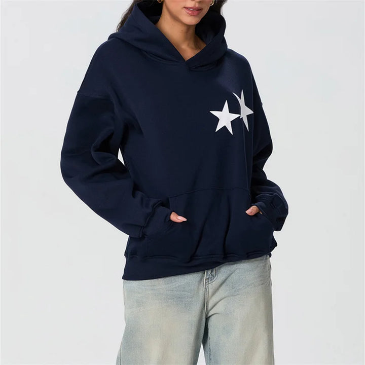 Gothic Graphic Oversized Sweatshirt Y2k Women Preppy Hoodies Long Sleeve Hooded Pullover Sweaters Aesthetic Pockets Streetwear