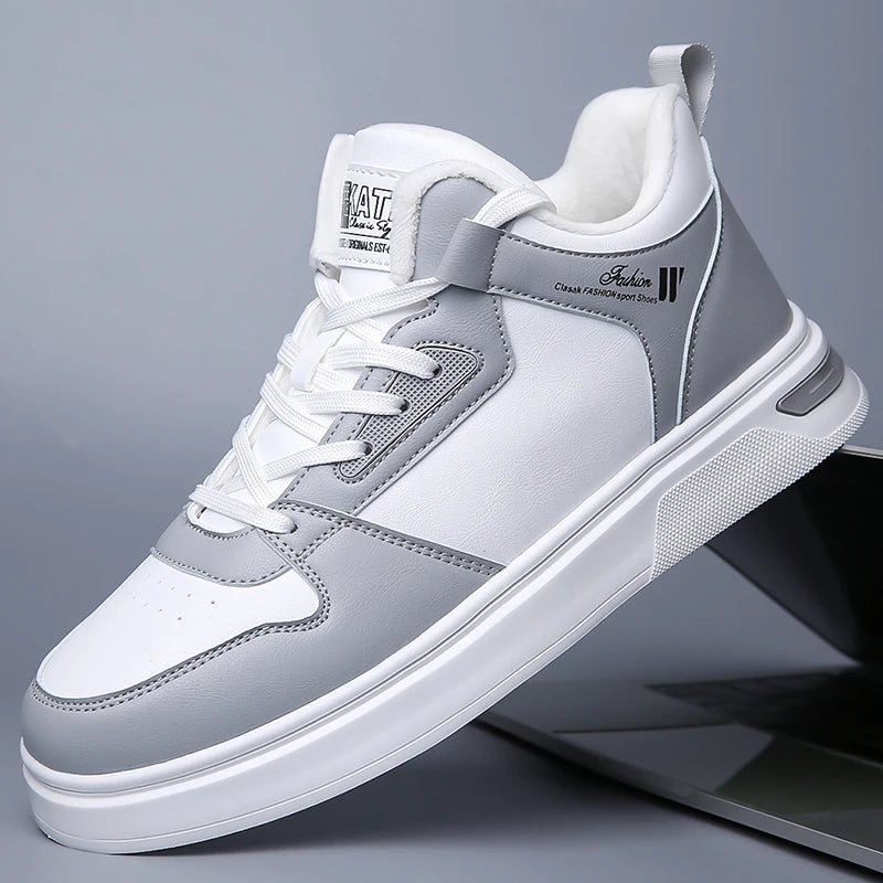 Mens Board Shoes 2025 New Autumn Winter Thick Velvet Warmth Comfort Sports Leisure Shoes Fashion High Top Flat Walking Shoes Man