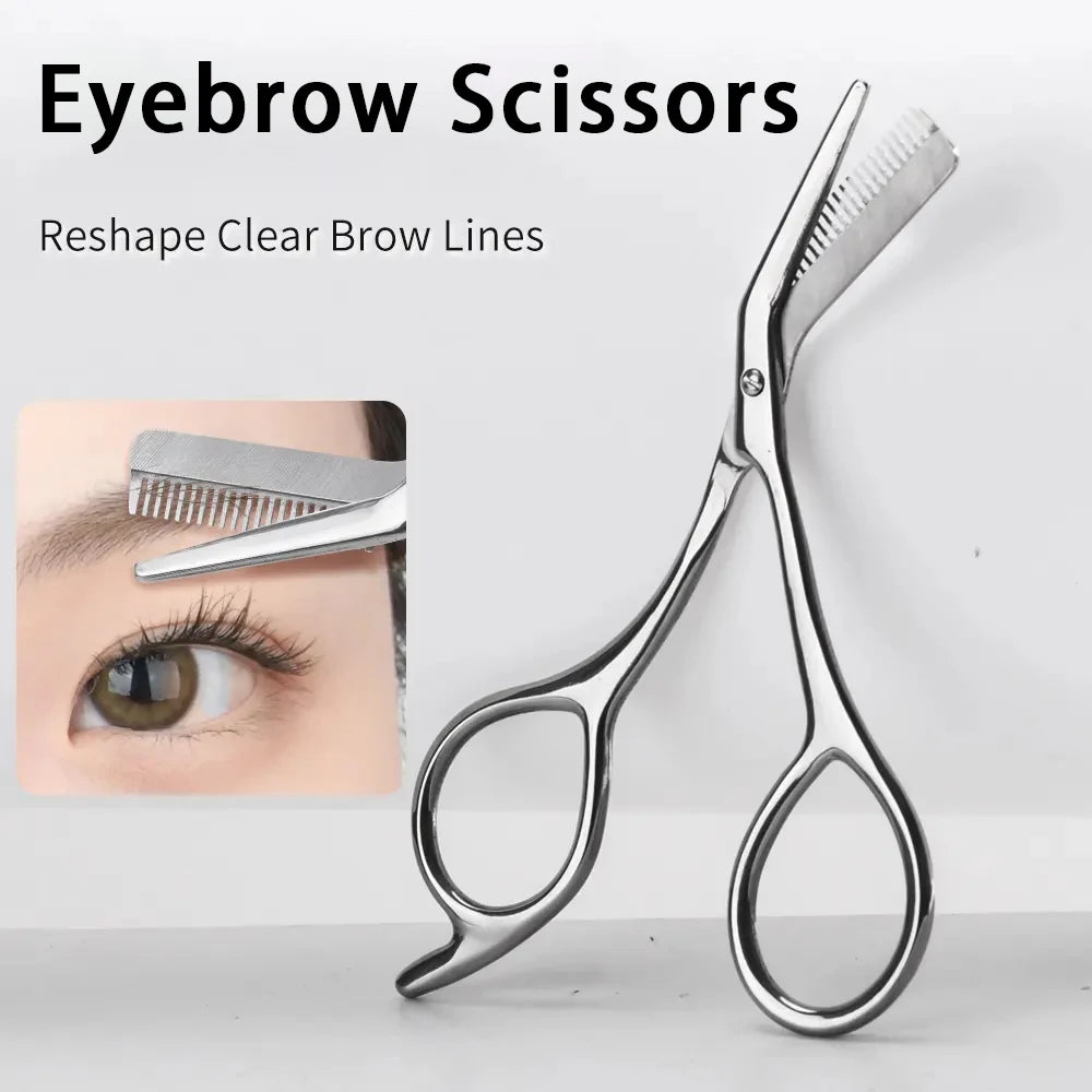 High Quality Eyebrow Trimming Scissors with Combs Professional Stainless Steel Grooming Eyebrow Shaping Scissors Tools