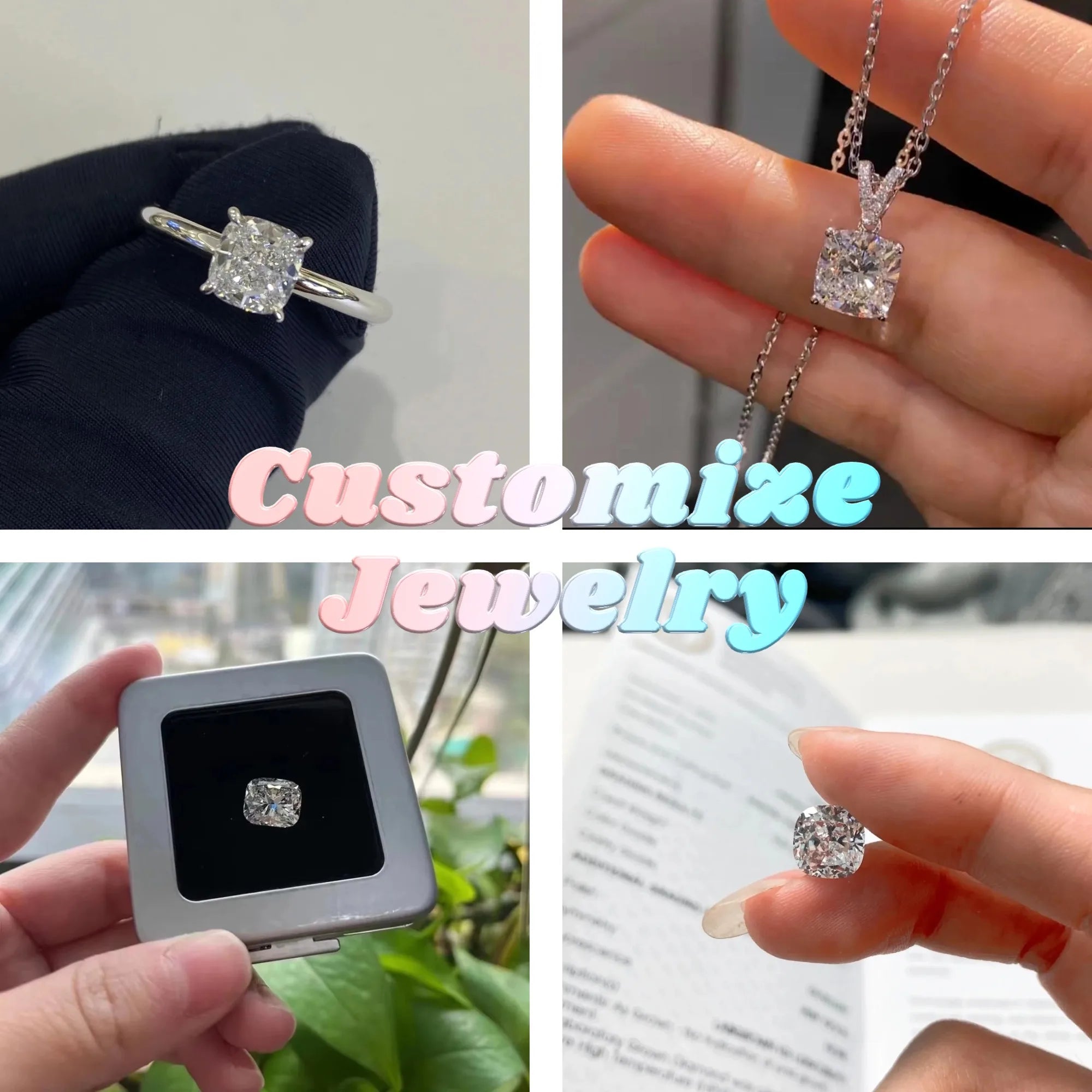 Messi Jewelry With IGI Certificate Lab Grown Diamonds Cushion HPHT CVD 1ct 1.5ct 2ct 3ct 5ct Laboratory Diamond Wholesales