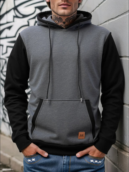 Fall/Winter Men's Loose Hooded Sweatshirt with Long Sleeves for Business Casual Wear, Fashionable Multi-Colored Shirt for Men