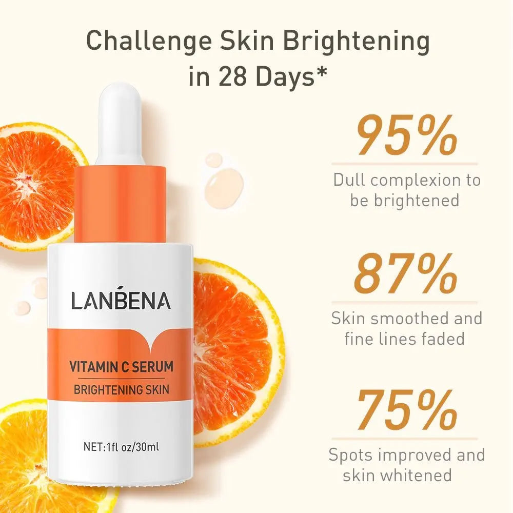 LANBENA Vitamin C Serum For Face Cream Whitening  Moisturizing Freckles Remover Fades Spots Skin Care 15ml