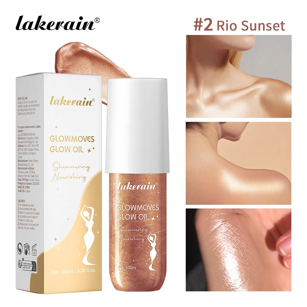 Lakerain 100ml Glowmoves Glow Oil Long Lasting Smoothing Nourishing Deep Moisturizing Shimmering Non-greasy Body Care Glow Oil