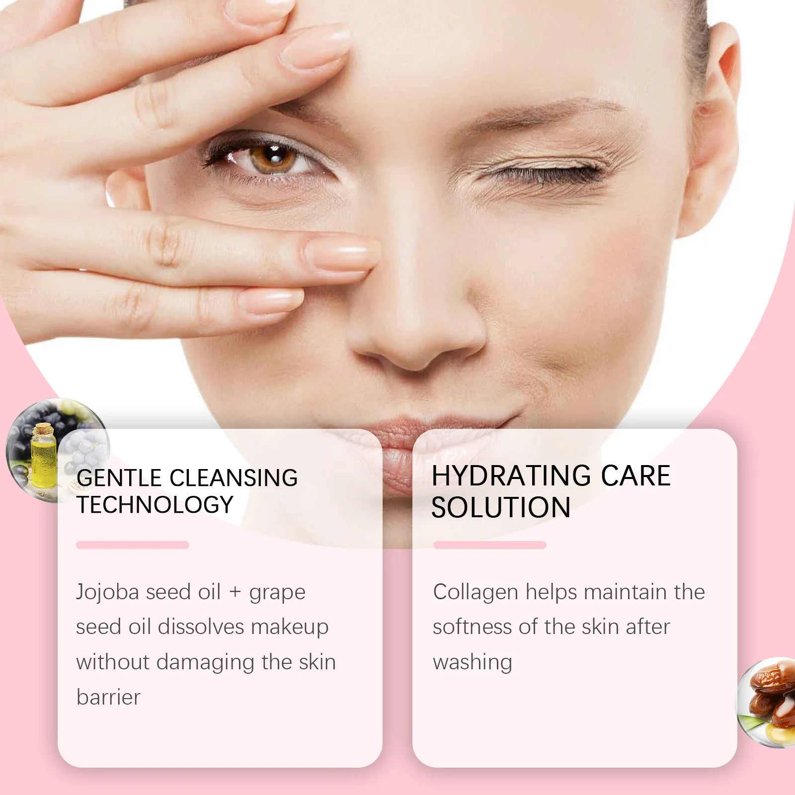 Hoygi 100ml Collagen Infused Makeup Remover Oil Jojoba Fast Emulsifying Gentle Cleansing for Waterproof Makeup Vegan No Residue Halalzen