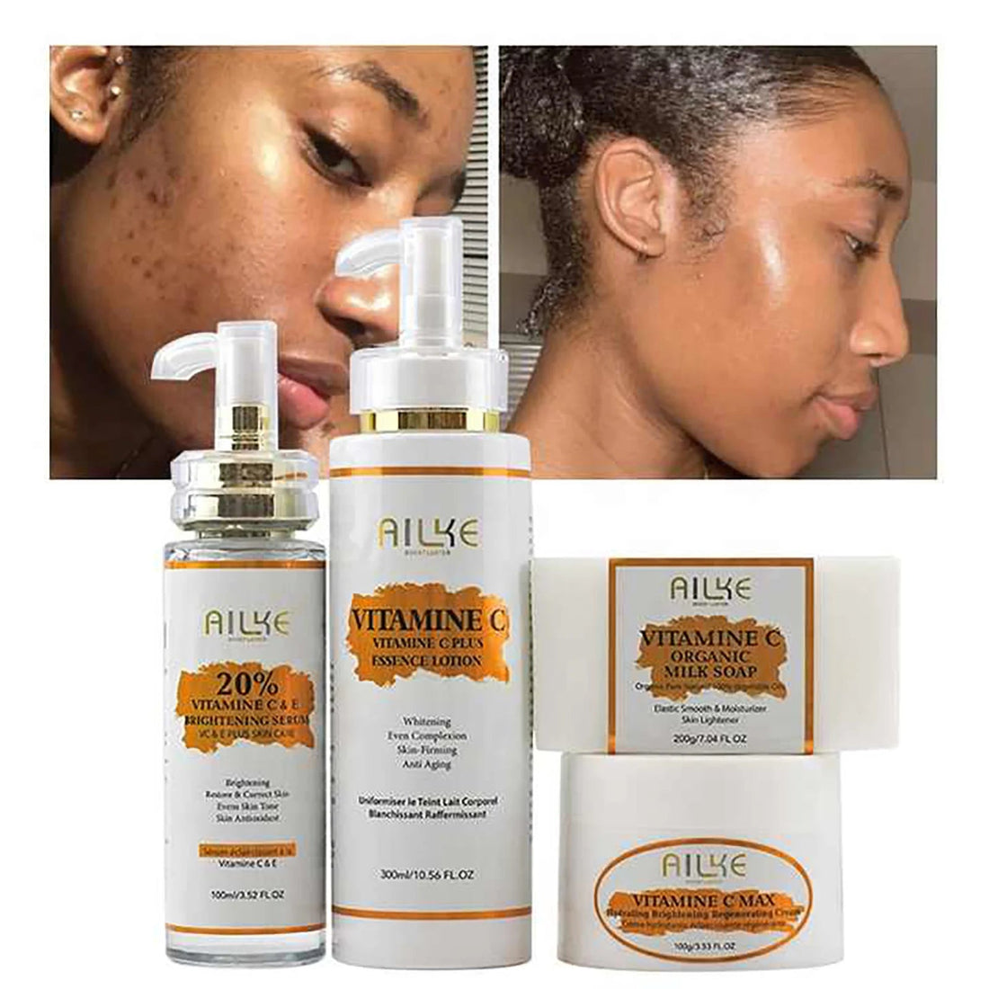AILKE Vitamin C Skin Care, Even Skin Tone Cream, Regenerae Serum, Radiant Skin, Hydrating, Color Correction, Paraben Free Halalzen