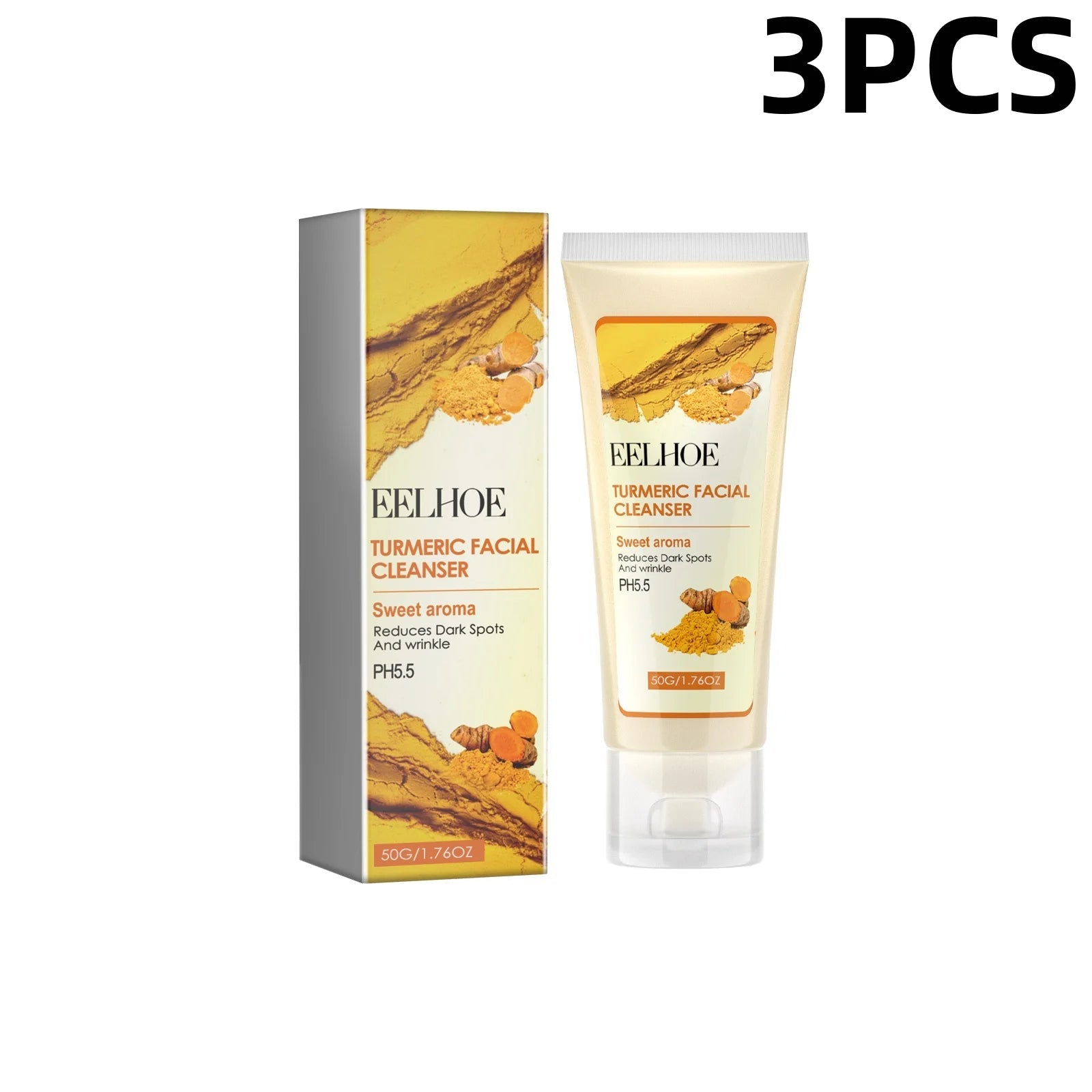 Turmeric Facial Cleanser Deeply Cleanses and Repairs The Skin Barrier Moisturizes Shrinks Pores Oil Control Blackheads Face Halalzen